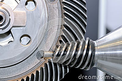 Industrial conical gear and a circular gear, cogwheel Stock Photo