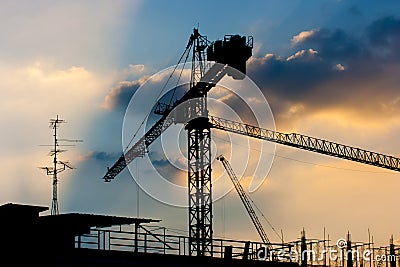 Industrial construction cranes Stock Photo