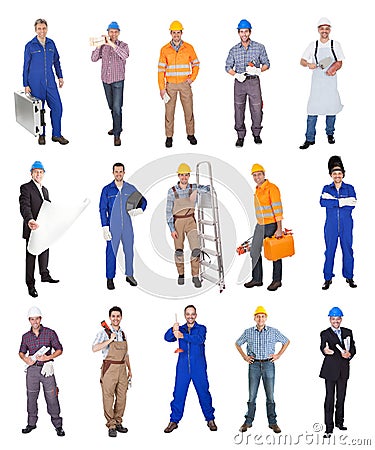 Industrial construction workers Stock Photo