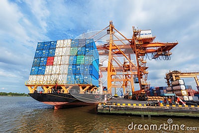 Industrial Container Cargo freight ship Editorial Stock Photo