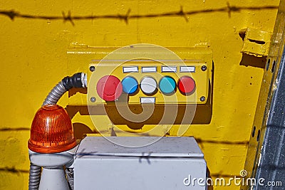 Industrial button board switches Stock Photo