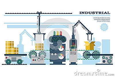 Industrial conveyor belt line vector illustration Vector Illustration