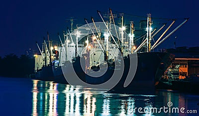 Industrial crain loading container on cargo Stock Photo