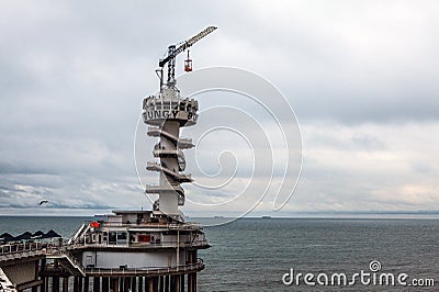 Industrial crane construction in pier. Hague, Netherlands Editorial Stock Photo