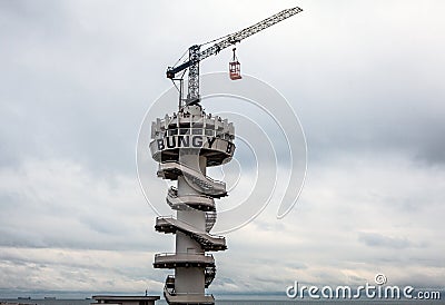 Industrial crane construction in pier. Hague, Netherlands Editorial Stock Photo