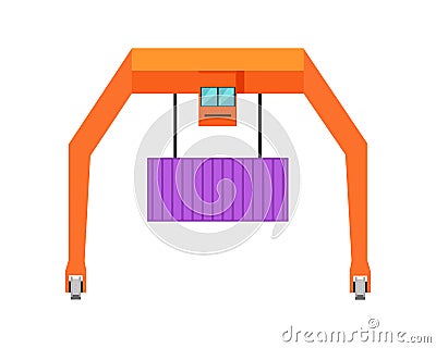 Industrial Crane Loading Container Vector Illustration