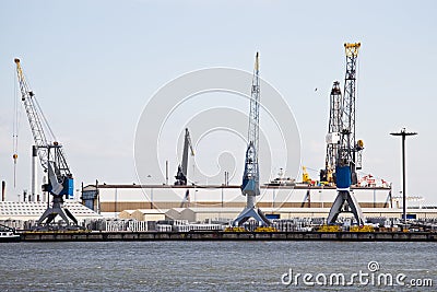 Industrial cranes and transshipment Stock Photo