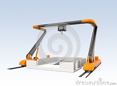 Industrial 3D printer printing house model. Stock Photo