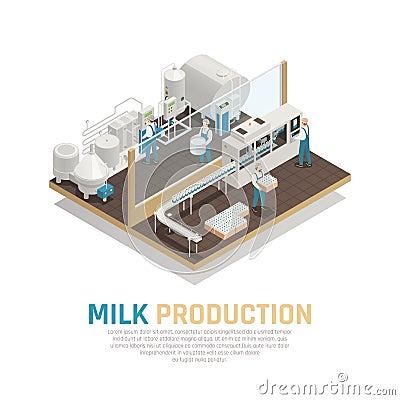 Industrial Dairy Production Background Vector Illustration