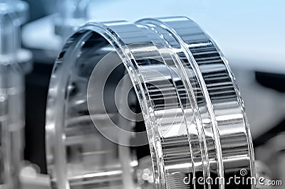 Industrial detail in the form of a ring. Blue toning Stock Photo