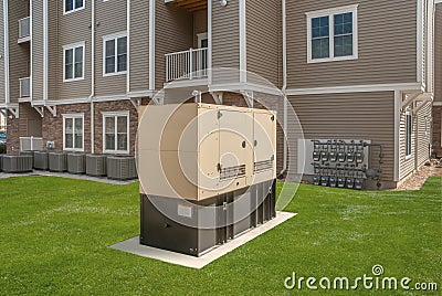 Industrial Diesel Generator. Standby generator. Stock Photo