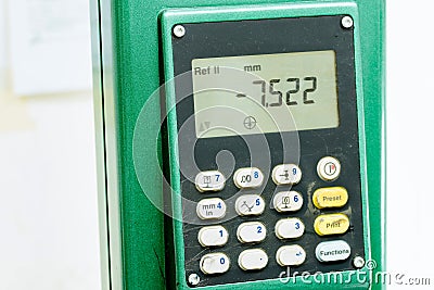 Industrial digital automatic height gauge equipment tool monitor and keyboard Stock Photo