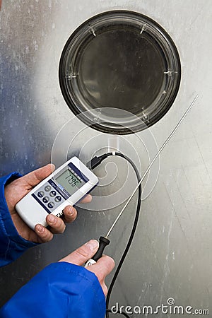 Industrial Digital Thermometer Stock Photo