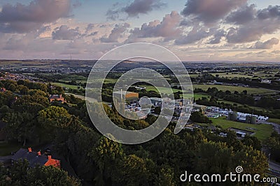 Industrial Drone ariel image of a chemical plant in a rural location Stock Photo