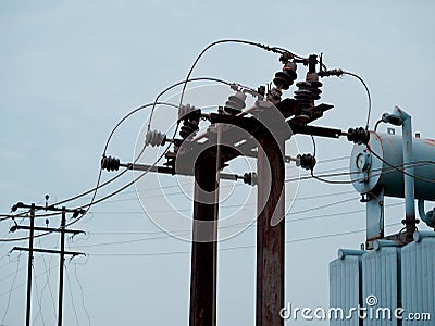 Industrial electric supply presentation background Stock Photo