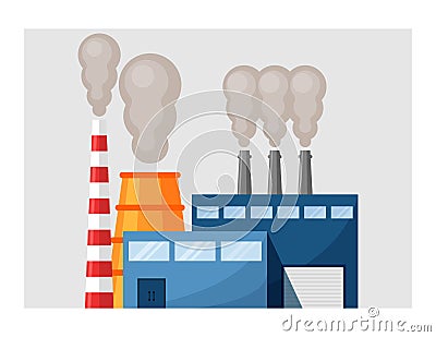 Industrial emissions into atmosphere illustration. Environmental pollution through emissions into atmosphere of Vector Illustration
