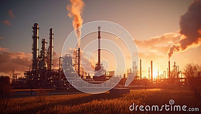 Industrial engineer petrochemical refinery chemical pipeline plant pollution factory technology gas energy oil Stock Photo