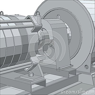 Industrial equipment. Electrical engine. Wire-frame. EPS10 format. Vector rendering of 3d. Vector Illustration