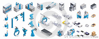 Industrial Equipment Isometric Set Vector Illustration