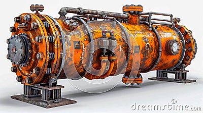 Industrial equipment for the petrochemical and gas industries, shell-and-tube heat exchanger for heating and cooling Stock Photo