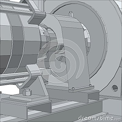 Industrial equipment pump. Electrical engine. Wire-frame. EPS10 format. Vector rendering of 3d Vector Illustration