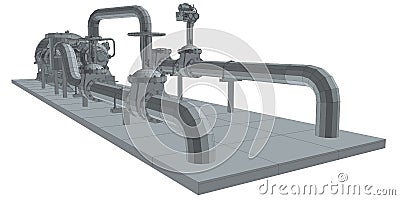 Industrial equipment pump. Wire-frame. EPS10 format. Vector rendering of 3d Vector Illustration