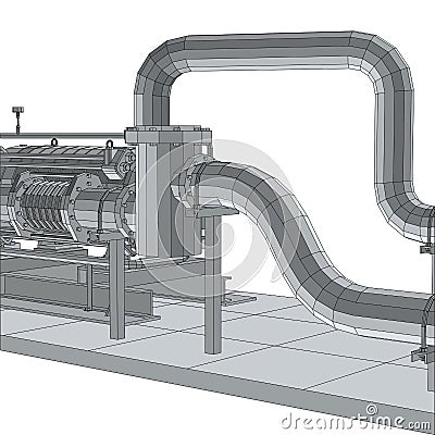 Industrial equipment pump. Wire-frame. EPS10 format. Vector rendering of 3d Vector Illustration