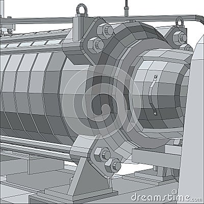 Industrial equipment pump. Wire-frame. EPS10 format. Vector rendering of 3d Vector Illustration