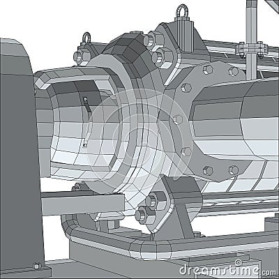 Industrial equipment pump. Wire-frame. EPS10 format. Vector rendering of 3d Vector Illustration