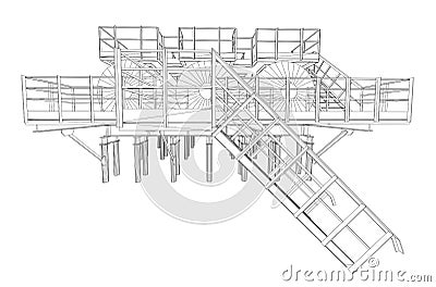 Industrial equipment. Wire-frame style Vector Illustration