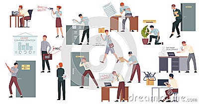 Industrial Espionage Compositions Set Vector Illustration