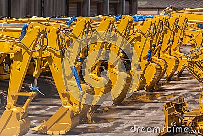Industrial Excavator Machines Stock Photo