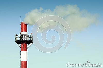 Industrial Exhaust Smokestack Emitting Smoke Stock Photo