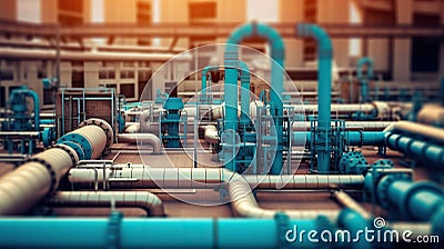 industrial facilities or power stations with pipes. Generative AI Stock Photo