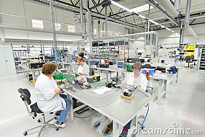Industrial factory for assembly of microelectronics - interior a Editorial Stock Photo