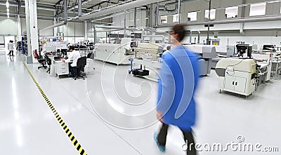 Industrial factory for assembly of microelectronics - interior a Editorial Stock Photo