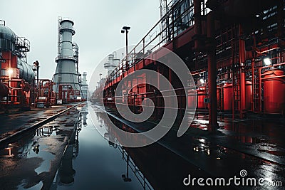 Industrial factory in gray and red tones Stock Photo