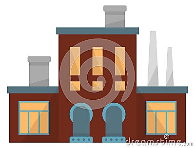 Industrial factory icon. Machinery building. Flat manufacture Vector Illustration