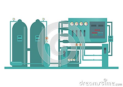 Industrial factory machine and manufacture process technology i Cartoon Illustration
