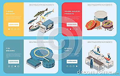 Industrial Fish Production Web Concept Vector Illustration