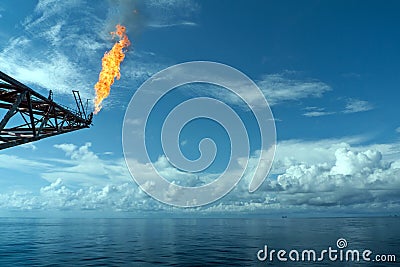 Industrial Flare Boom Stock Photo