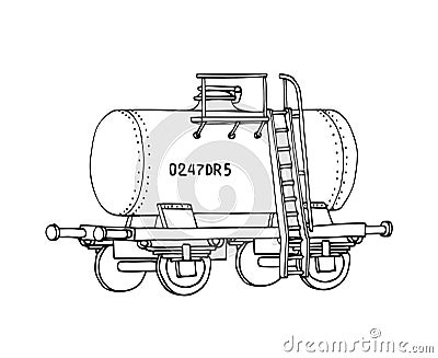 Industrial freight railroad tank for liquid fuel, logistic, railway cargo transportation Vector Illustration