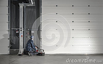 Industrial Grade Warehouse Gates Installation and Maintenance Stock Photo