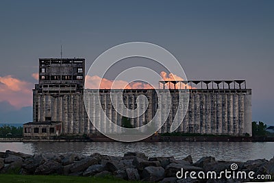 Grain elevator on Buffalo NY waterfront Editorial Stock Photo