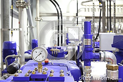 Industrial hydraulic pressure pump system. Stock Photo