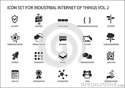 Industrial internet of things icon set Vector Illustration