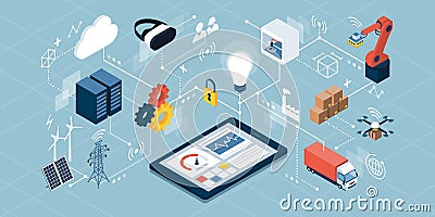 Industrial internet of things and innovative manufacturing Vector Illustration