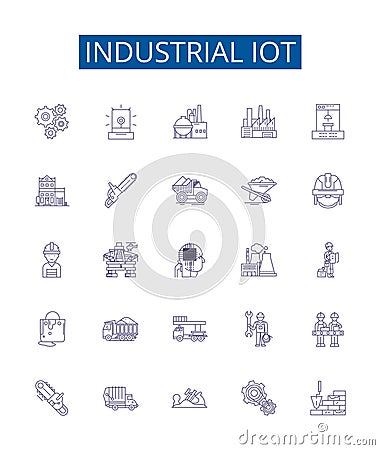Industrial iot line icons signs set. Design collection of Industrial, IoT, Manufacturing, Automation, Connectivity Vector Illustration