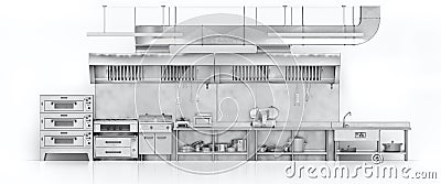 Industrial kitchen. Restaurant kitchen Cartoon Illustration