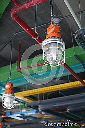 Industrial lamp and HVAC system Stock Photo